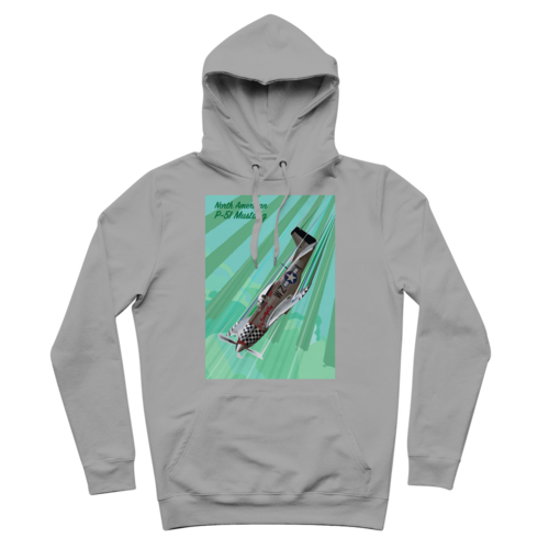 P-51 Mustang Pop Art Premium Hoodie in Light Grey