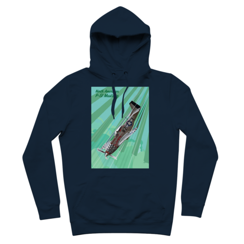 P-51 Mustang Pop Art Premium Hoodie in Navy