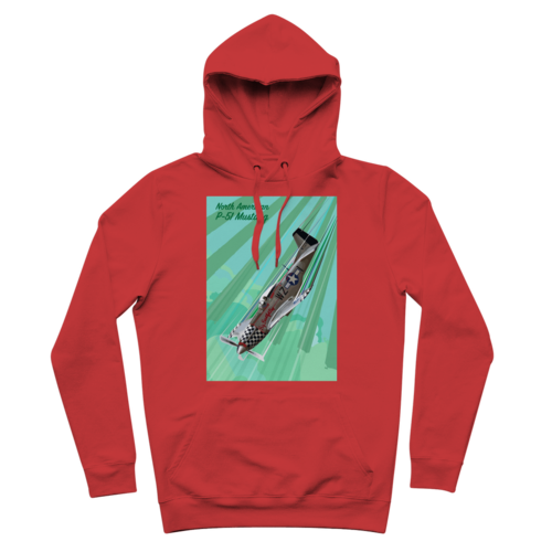 P-51 Mustang Pop Art Premium Hoodie in Red