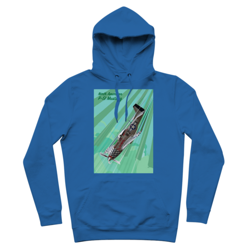 P-51 Mustang Pop Art Premium Hoodie in Royal Blue