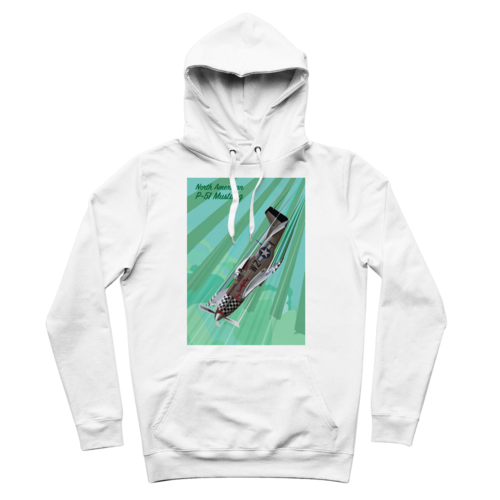 P-51 Mustang Pop Art Premium Hoodie in White