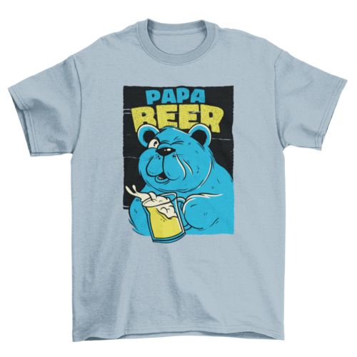 Papa Bear Beer T-Shirt in Light Blue