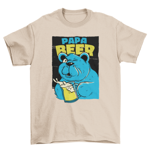 Papa Bear Beer T-Shirt in Natural