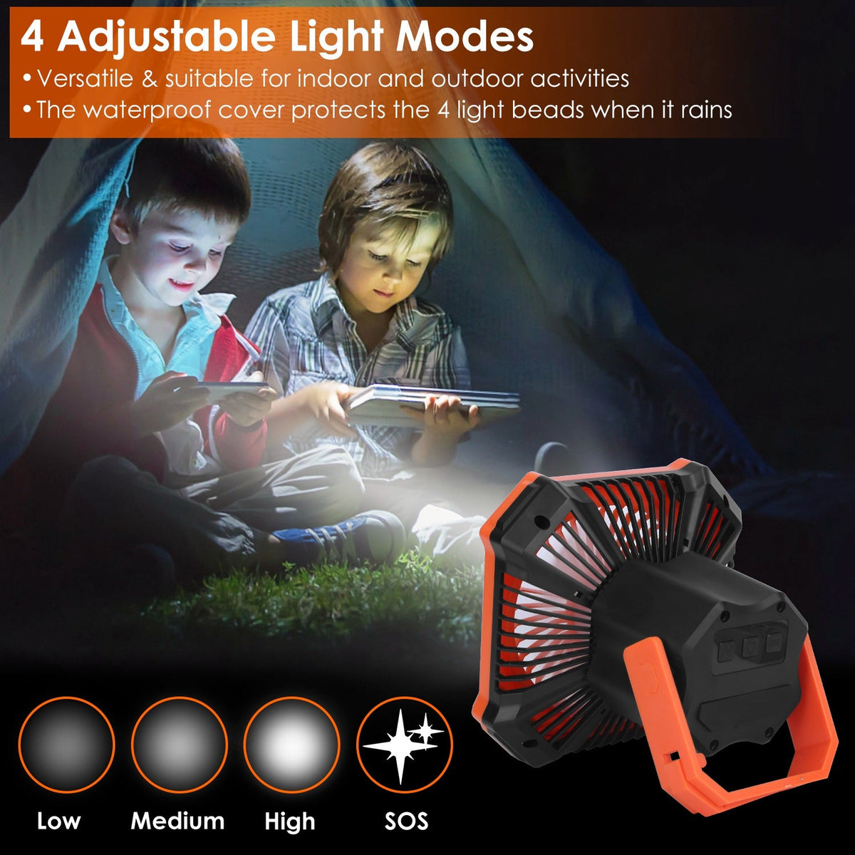Portable Hanging Camping Fan with Lantern, alternate view