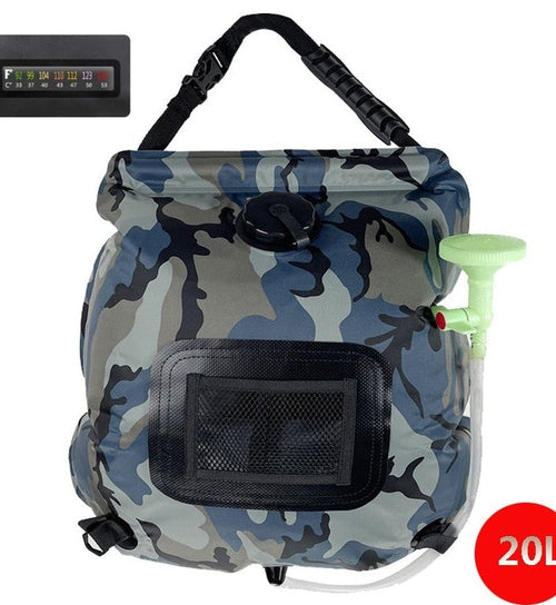 Portable Solar Camping Shower Bag, 20L in Army Green