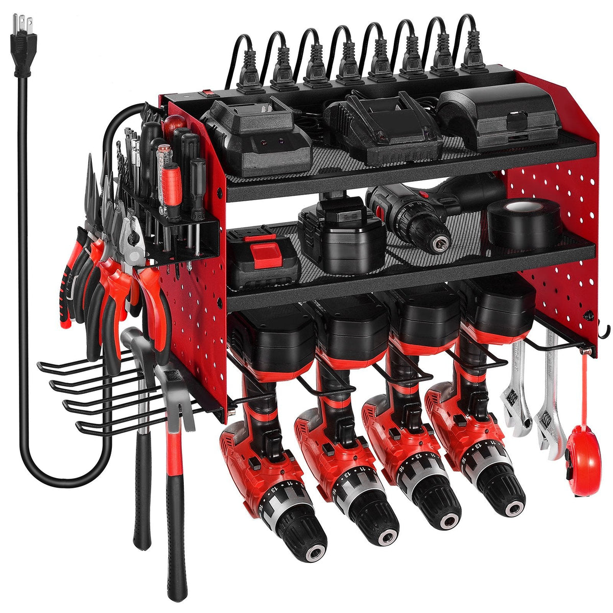 Power Tool Organizer with Charging Station, 3-Tier
