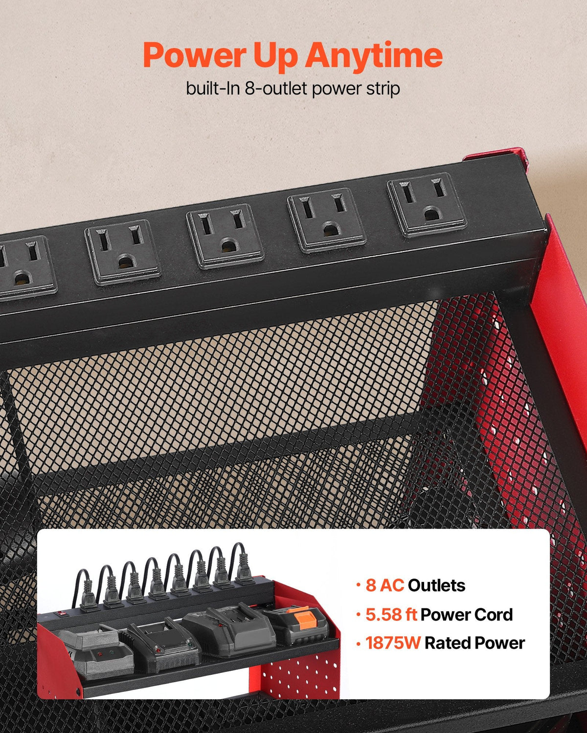 Power Tool Organizer with Charging Station, 3-Tier, alternate view