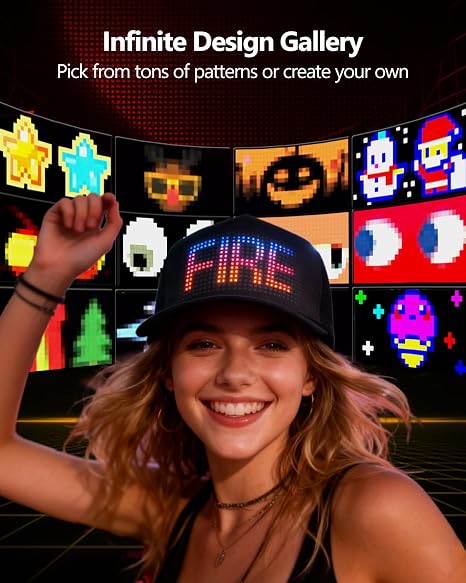 Programmable LED Baseball Cap with Bluetooth App Control
