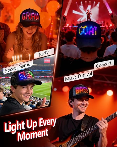 Programmable LED Baseball Cap with Bluetooth App Control, alternate view