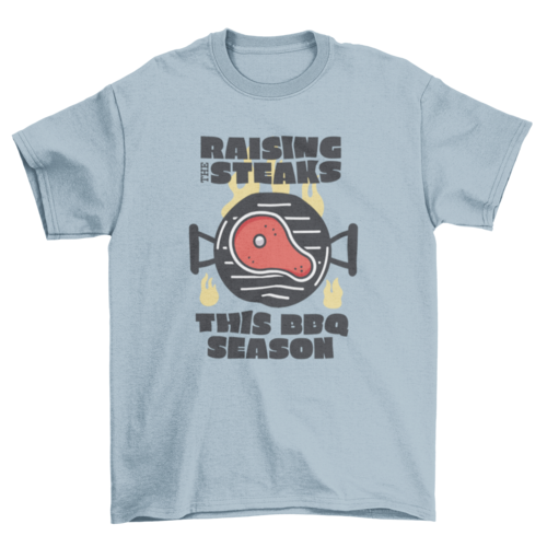 Raising the Steaks BBQ T-Shirt in Light Blue