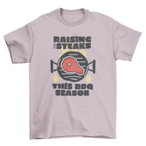 Raising the Steaks BBQ T-Shirt in Light Pink