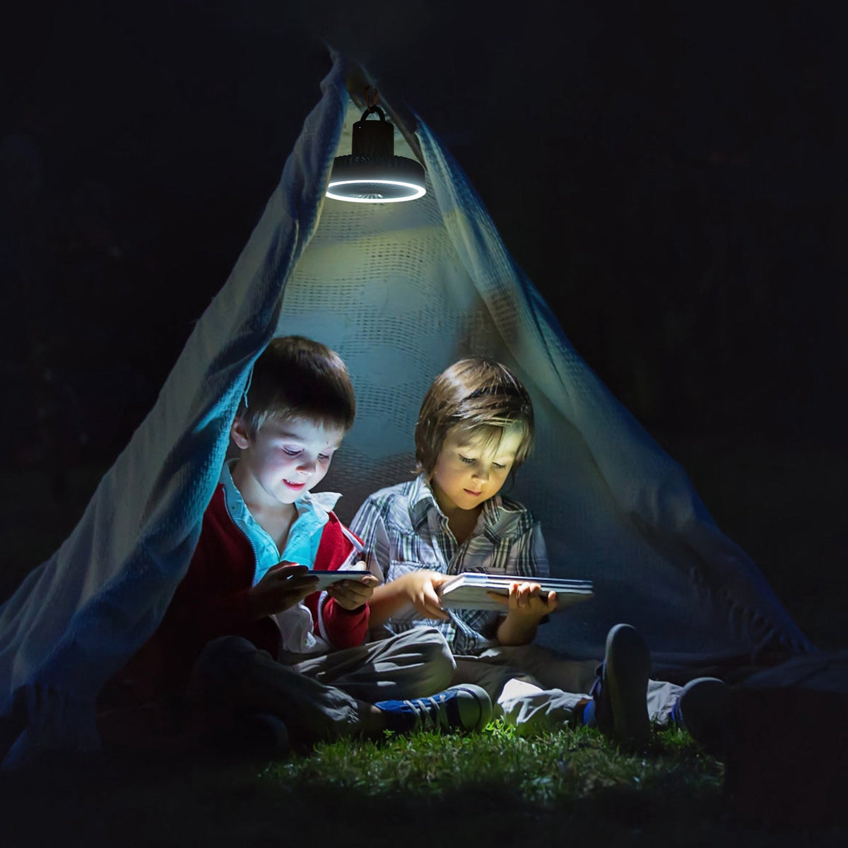 Rechargeable Camping Fan with Lantern and Tripod, alternate view
