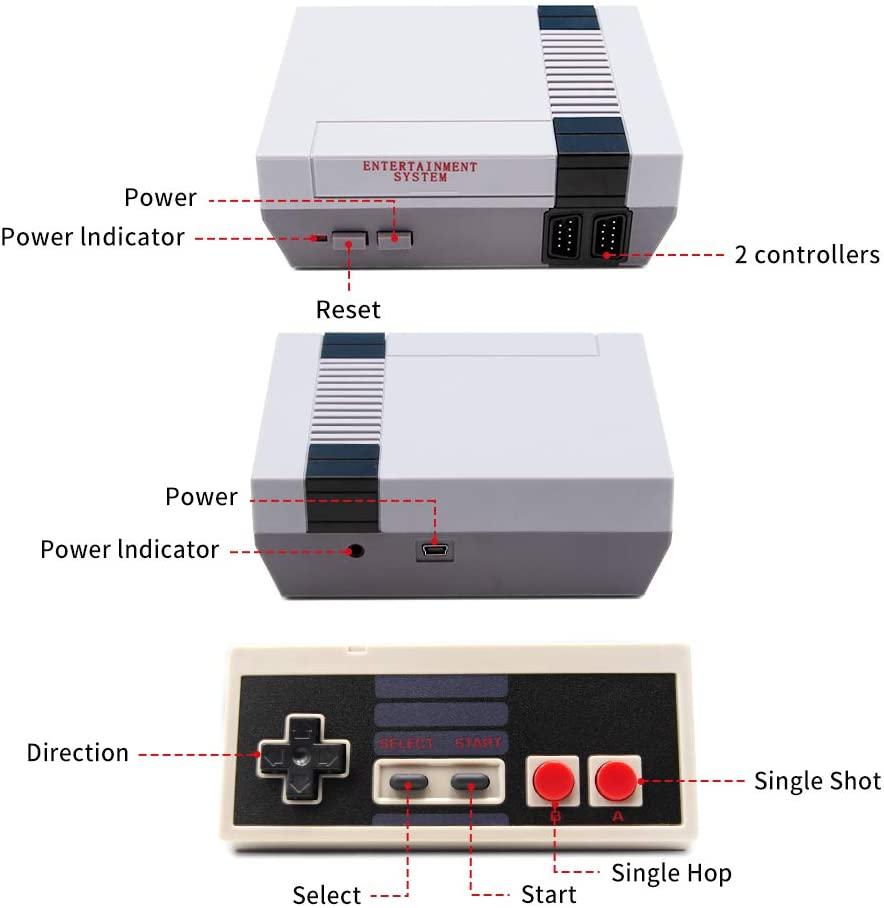Retro Game Console with 620 Built-In Games, alternate view