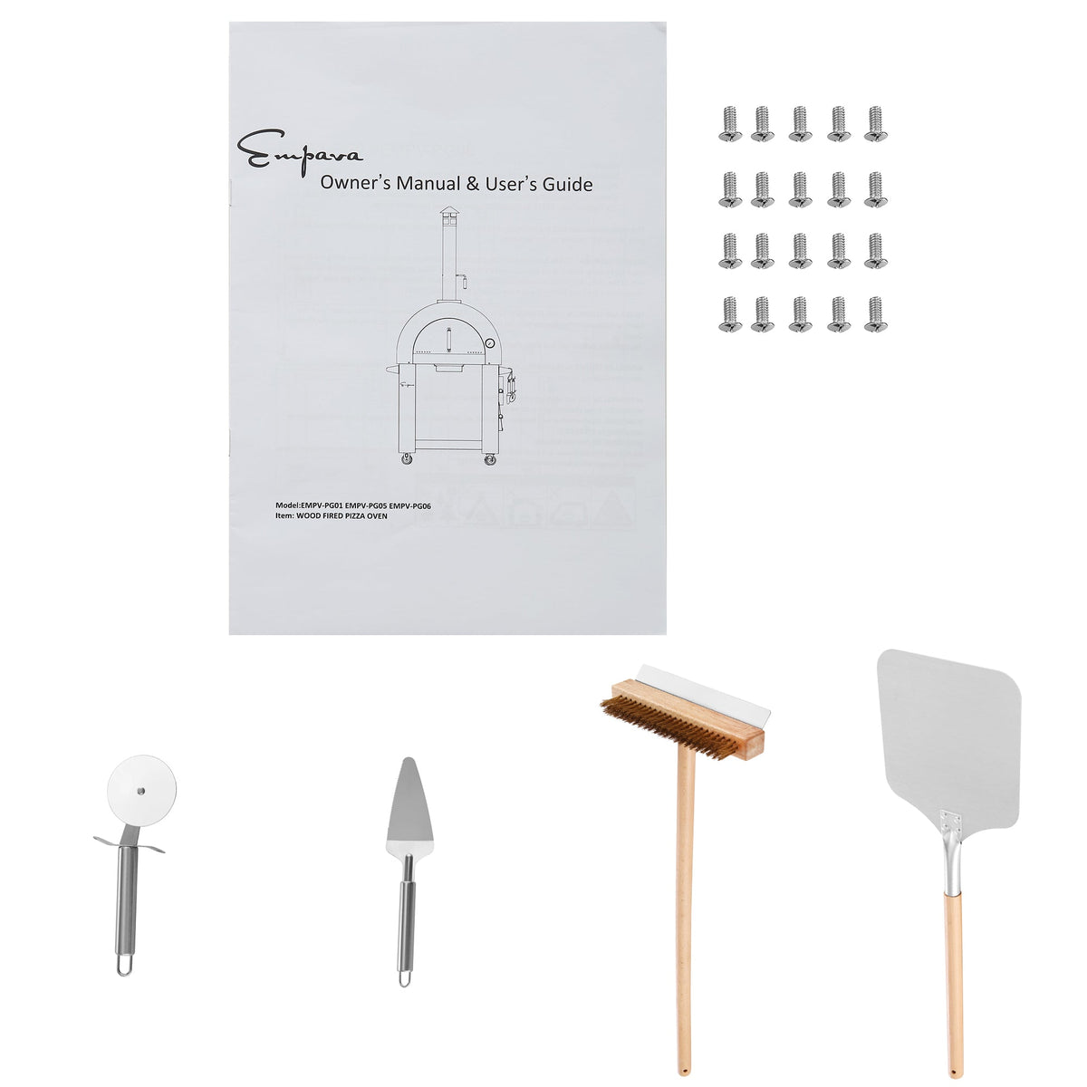 Set of pizza oven tools and accessories with Empava branding on a white background unique BBQ and cooking gift for dad