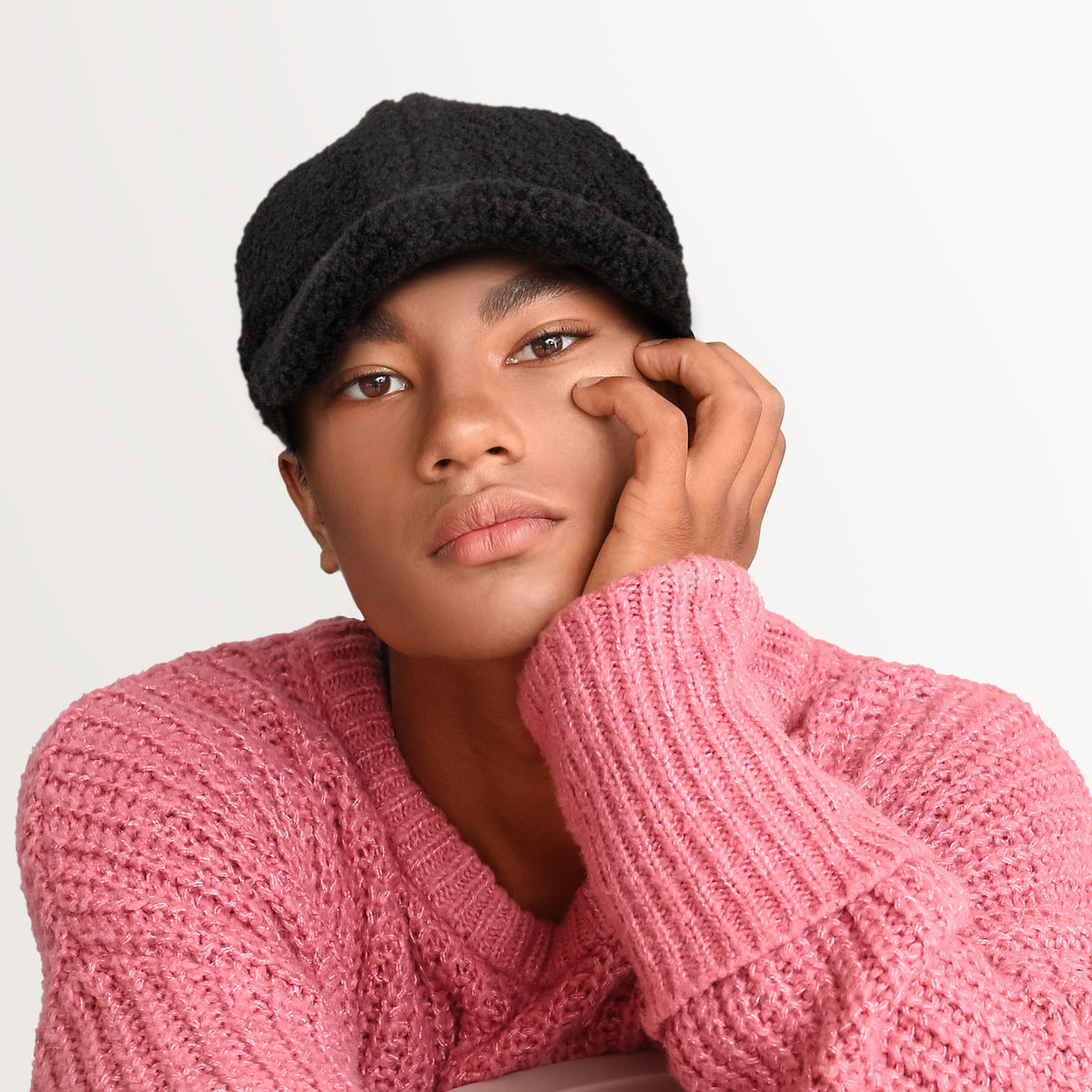 Sherpa Fleece Winter Baseball Cap, Adjustable Dad Hat, alternate view