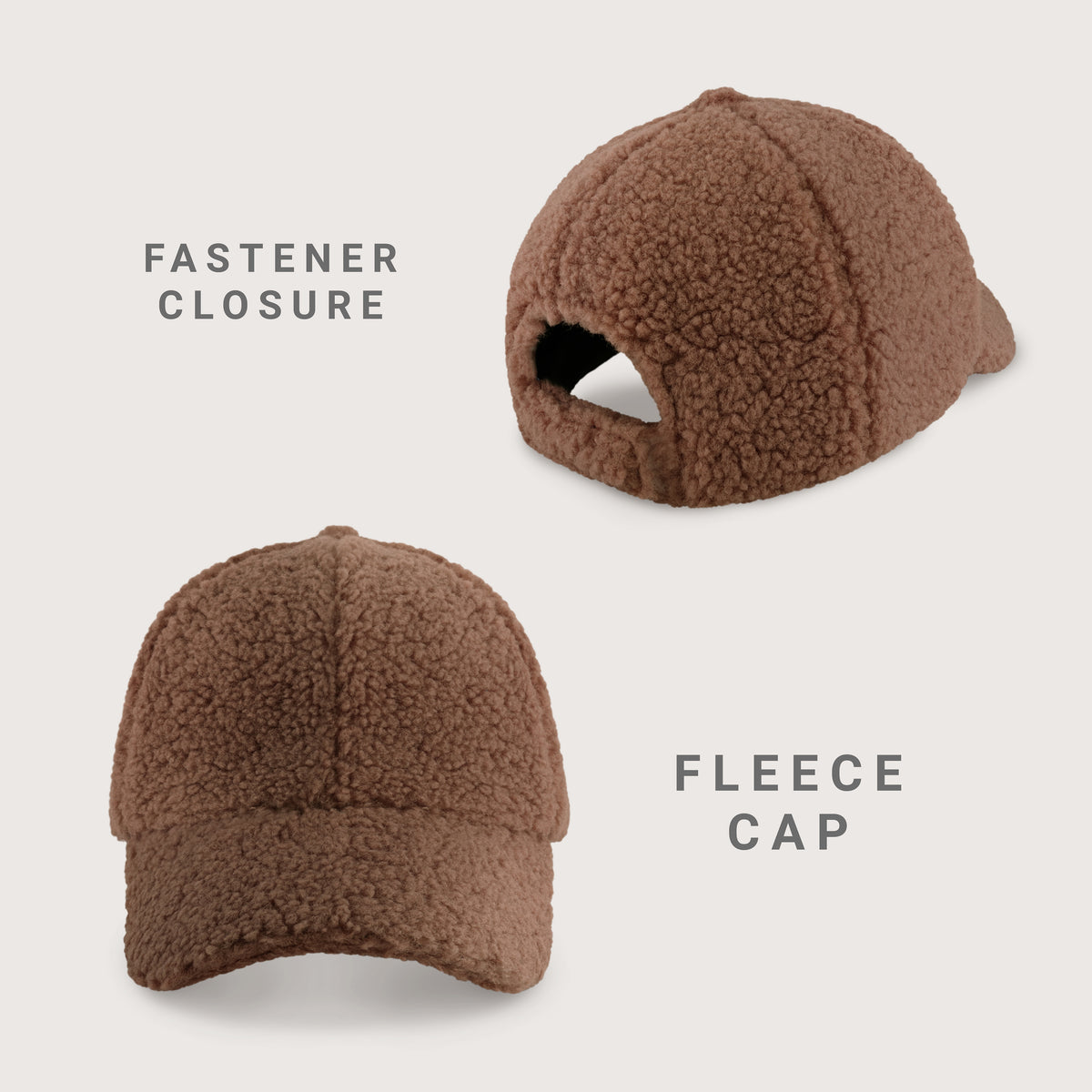 Sherpa Fleece Winter Baseball Cap, Adjustable Dad Hat, alternate view