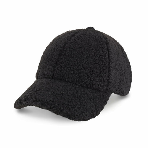 Sherpa Fleece Winter Baseball Cap, Adjustable Dad Hat in Black