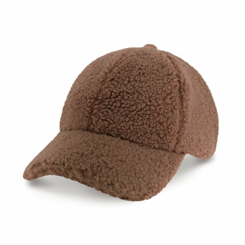 Sherpa Fleece Winter Baseball Cap, Adjustable Dad Hat in Camel