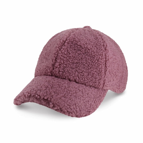 Sherpa Fleece Winter Baseball Cap, Adjustable Dad Hat in Dusty Rose