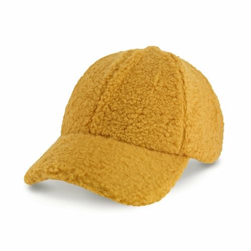 Sherpa Fleece Winter Baseball Cap, Adjustable Dad Hat in Mustard