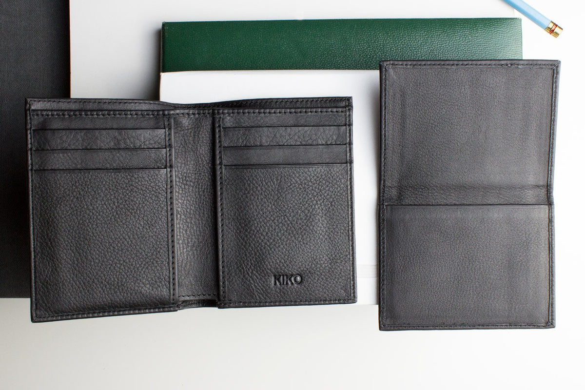 Slimfold Passcase Leather Wallet with ID Case in Black