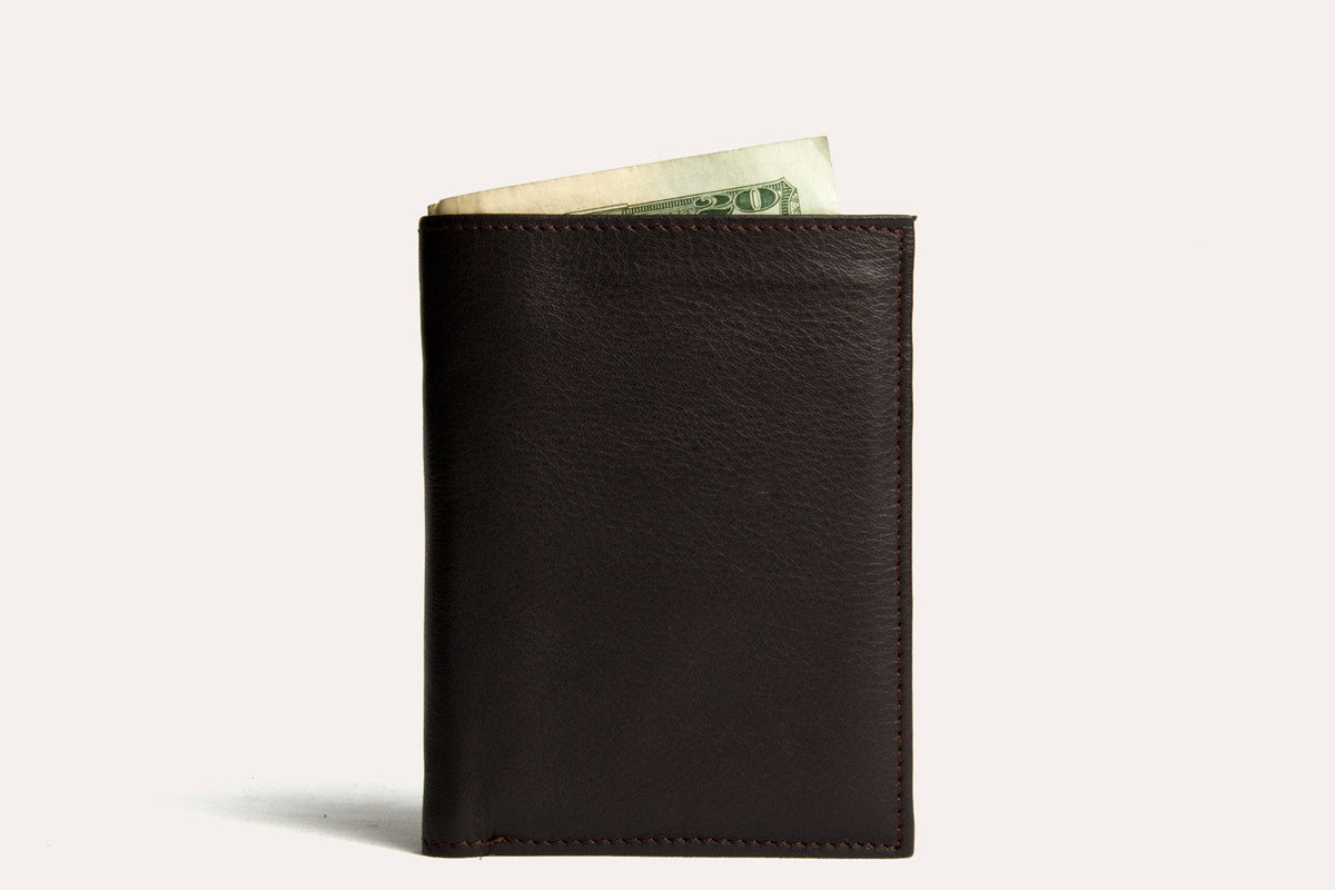 Slimfold Passcase Leather Wallet with ID Case in Brown