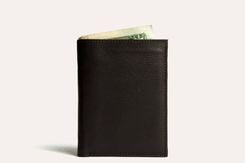 Slimfold Passcase Leather Wallet with ID Case in Brown