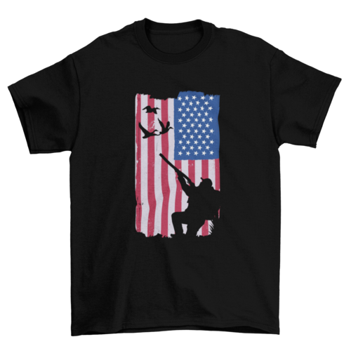 USA Duck Hunting T-Shirt in Black