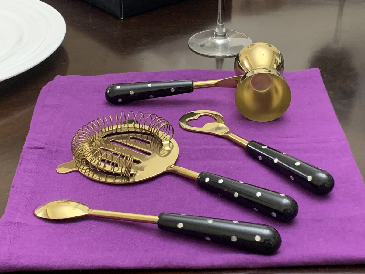 Vibhsa 4-Piece Bar Tool Set, Gold and Black, alternate view