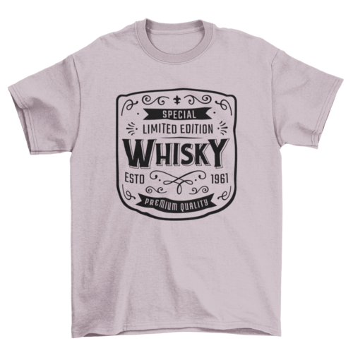Vintage Whisky Label T-Shirt in Light Pink