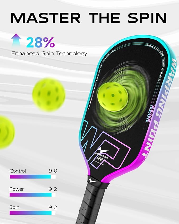 Warping Point Neon Pickleball Paddle, 16mm Core, alternate view