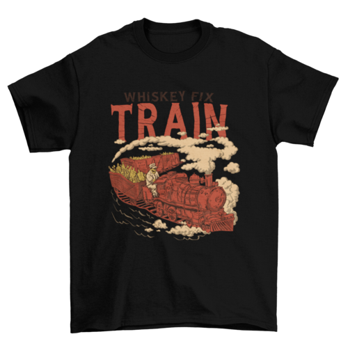Whiskey Fix Train T-Shirt in Black