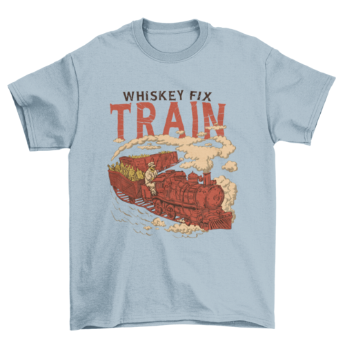 Whiskey Fix Train T-Shirt in Light Blue