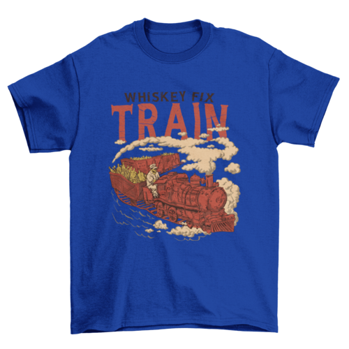 Whiskey Fix Train T-Shirt in Royal