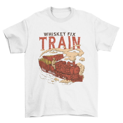 Whiskey Fix Train T-Shirt in White
