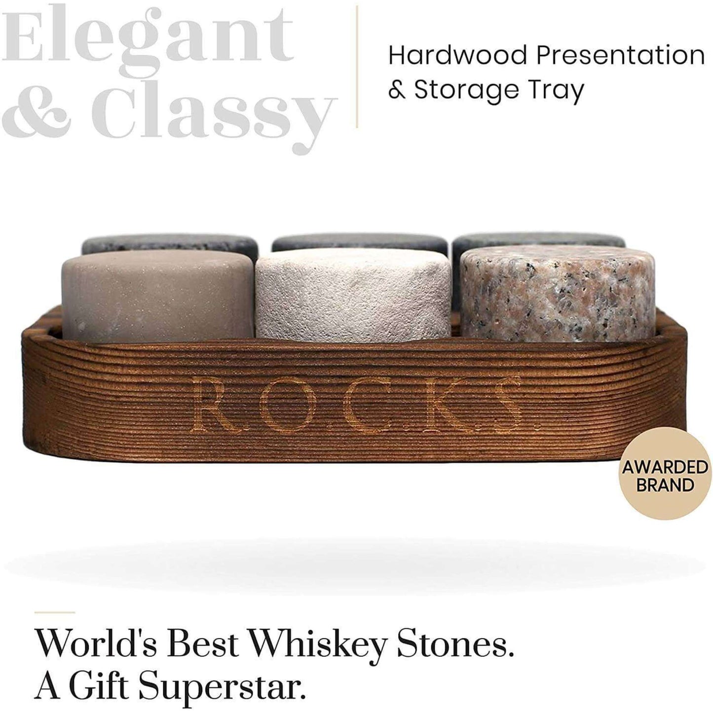 Close up of polished granite whiskey stones — Father's Day gift for dad
