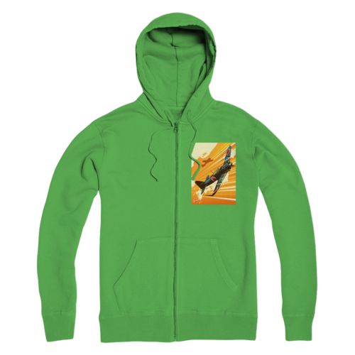 WWII Zero Fighter Plane Pop Art Premium Hoodie in Kelly